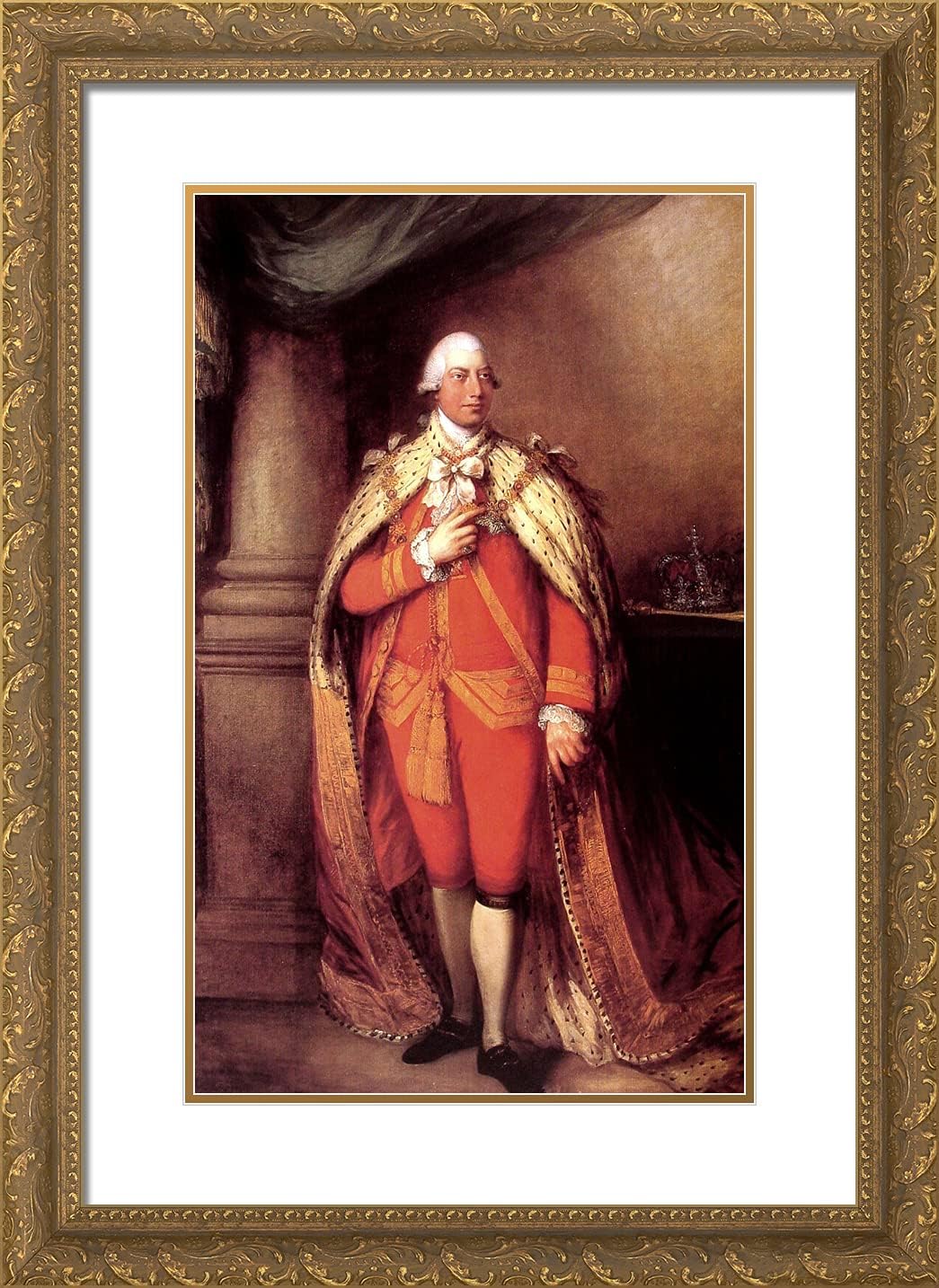 ArtDirect Gainsborough, Thomas 18x24 Black Ornate Framed Art Print with Double Matting Titled: King George III