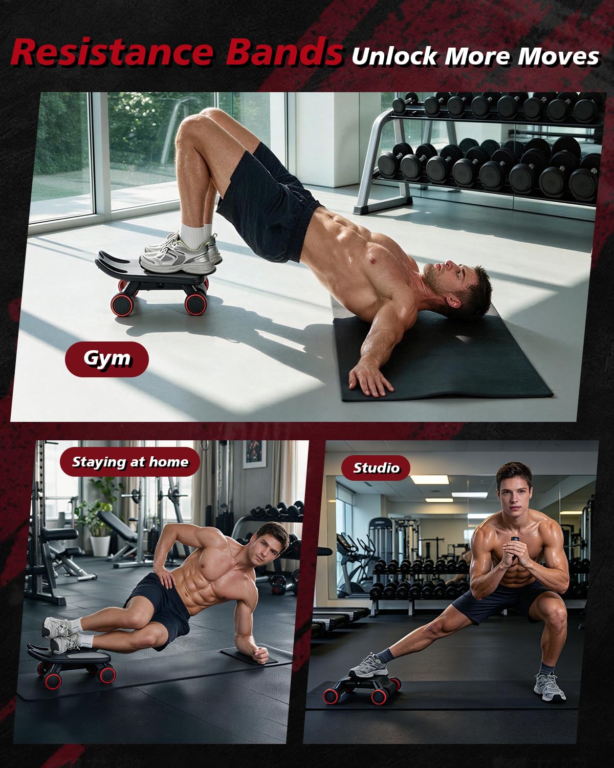 Ab Roller Rad, Ab Roller, Upgraded Automatic Rebound Ab Roller mit Ellenbogenstütze, Kniematte & Timer, 4 Räder Ab Workout Equipment für Core Strength Training, Silent Ab Wheel für Anfänger Männer