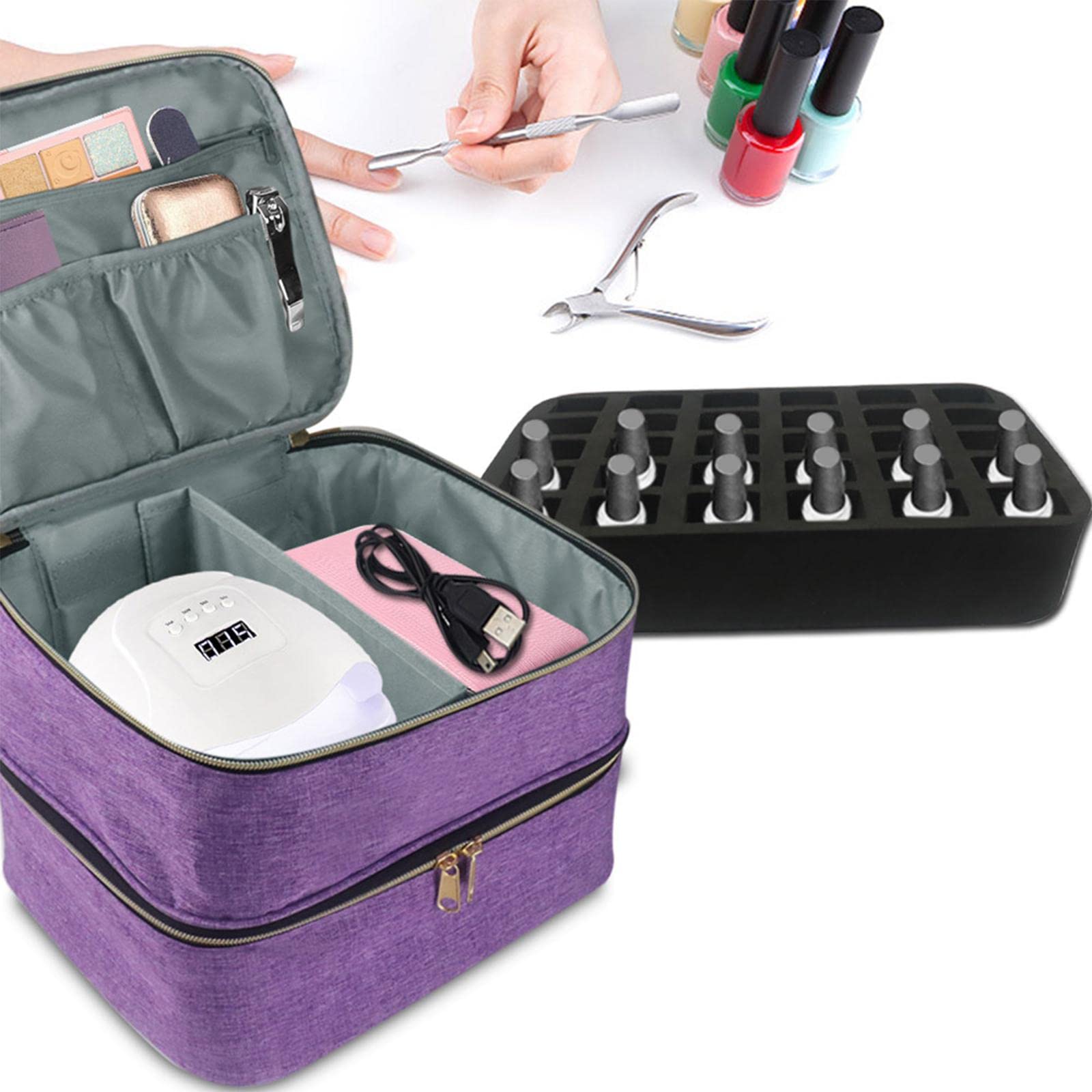 Colcolo Nail Polish Carrying Case Bag Container Travel Case with Soft Dividers Nail Organizer Storage Bag for Cosmetic Nail Polish Polish - Image 4