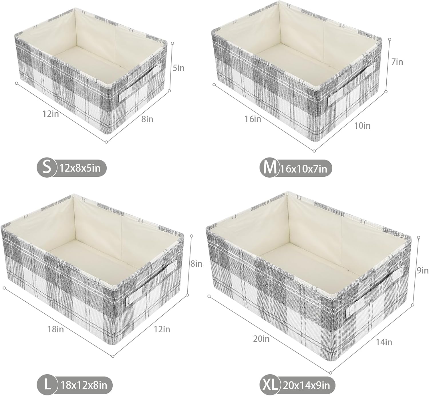 ANMINY 2PCS Storage Baskets Closet Storage Organizer Bins with Handles, Foldable Large Fabric Storage Bins for Shelves, Rectangular Baskets Laundry Clothes Blanket Cubes - Light Gray, Extra Large