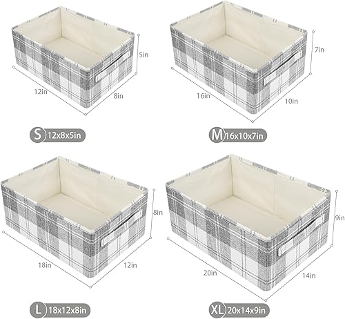 Miniatura 4 de ANMINY 2 cestas de almacenamiento para armario con asas, contenedores plegables grandes de tela para estantes, cestas rectangulares, ropa y manta,