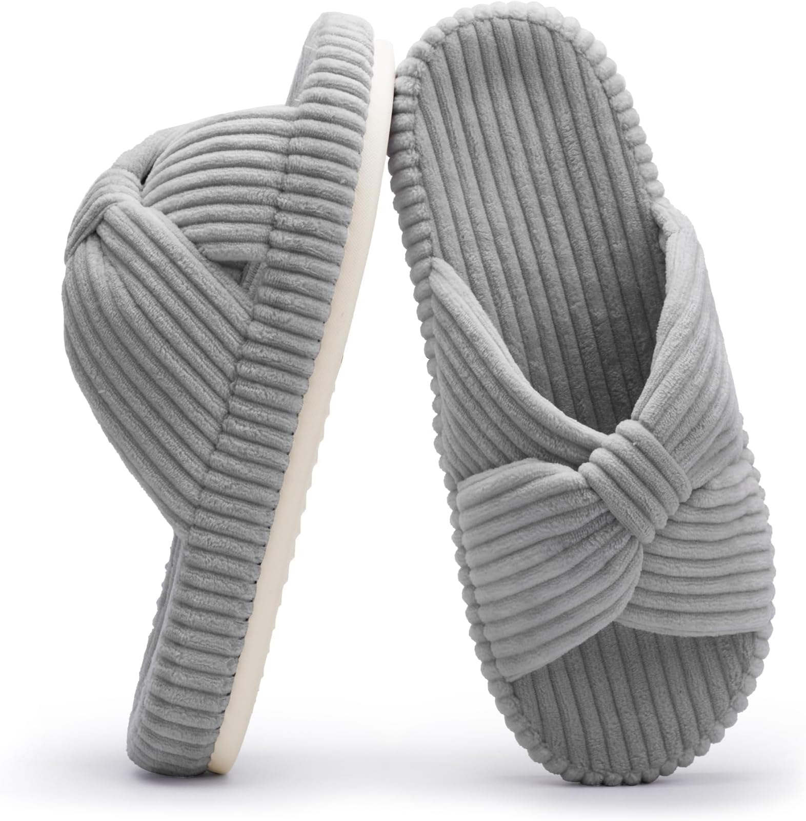 Slippers for Women Memory Foam House Bedroom Corduroy Bow Crossbands Slipper Shoes Comfy Trendy Gift Slippers