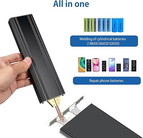 Miniatura 2 de Shkalacar Soldador por puntos portátil, soldador de punto de mano ajustable de 5 engranajes 0.1 ~ 0.006 in de grosor, hoja de níquel, carga USB,