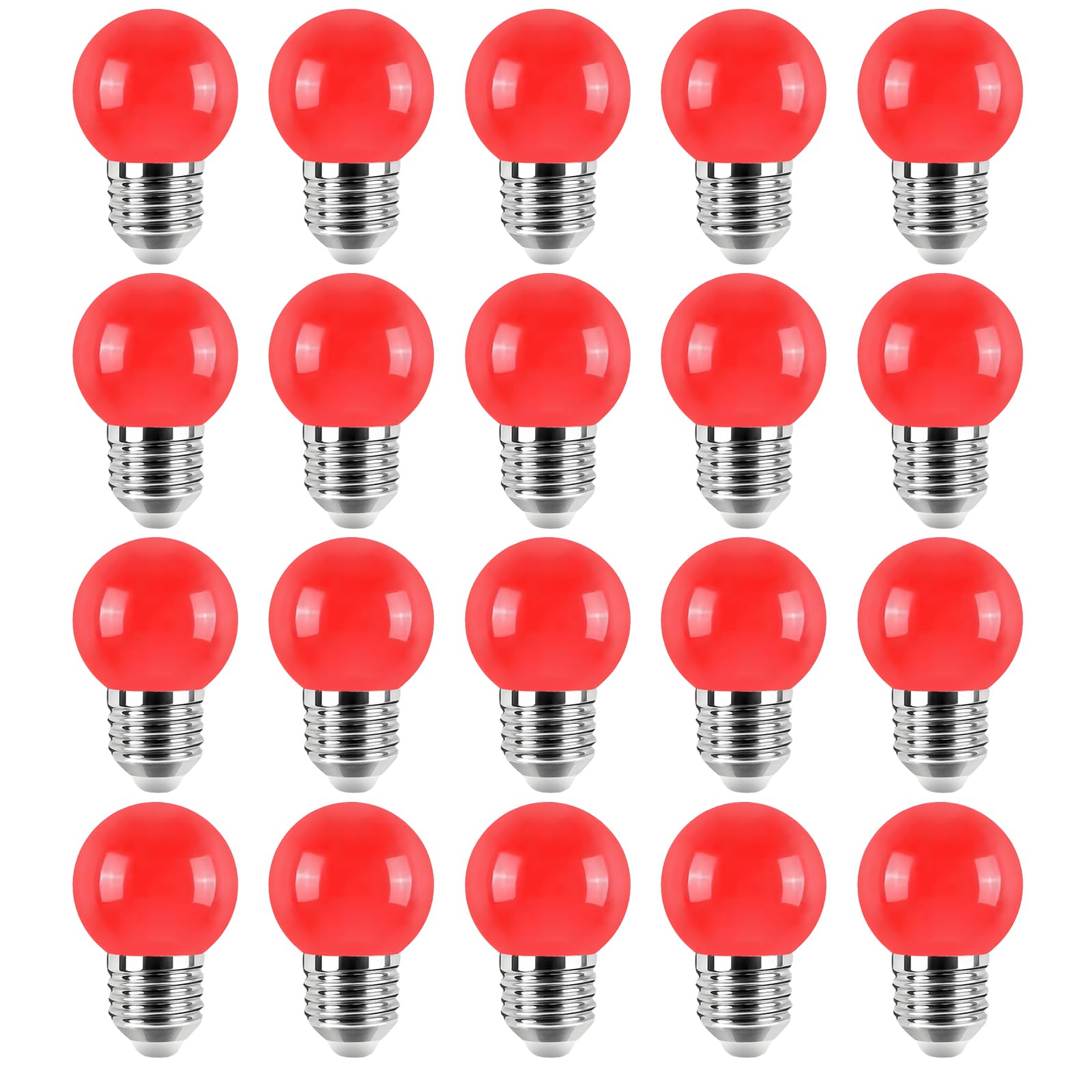 Jitouhu 20 Pack e27 led Coloured Light Bulb, g45 red Light Bulb, Golf Ball Lamp, Non-dimmable, This Decorative Light Bulb is Suitable for Interior Home Decoration and Outdoor Decoration