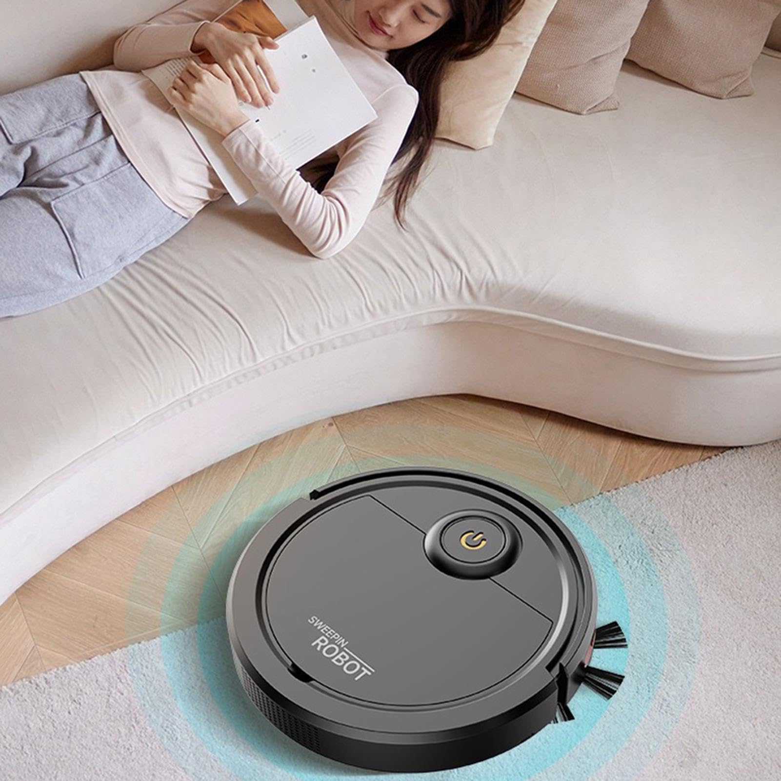 Genérico Robot Aspirador Mopa Automática Silenciosa Recargable | Robot Aspirador Barredor Para Suelos Duros, Pelo de Mascotas, Hogar, Oficina, Apartamento, Dormitorio, Salón