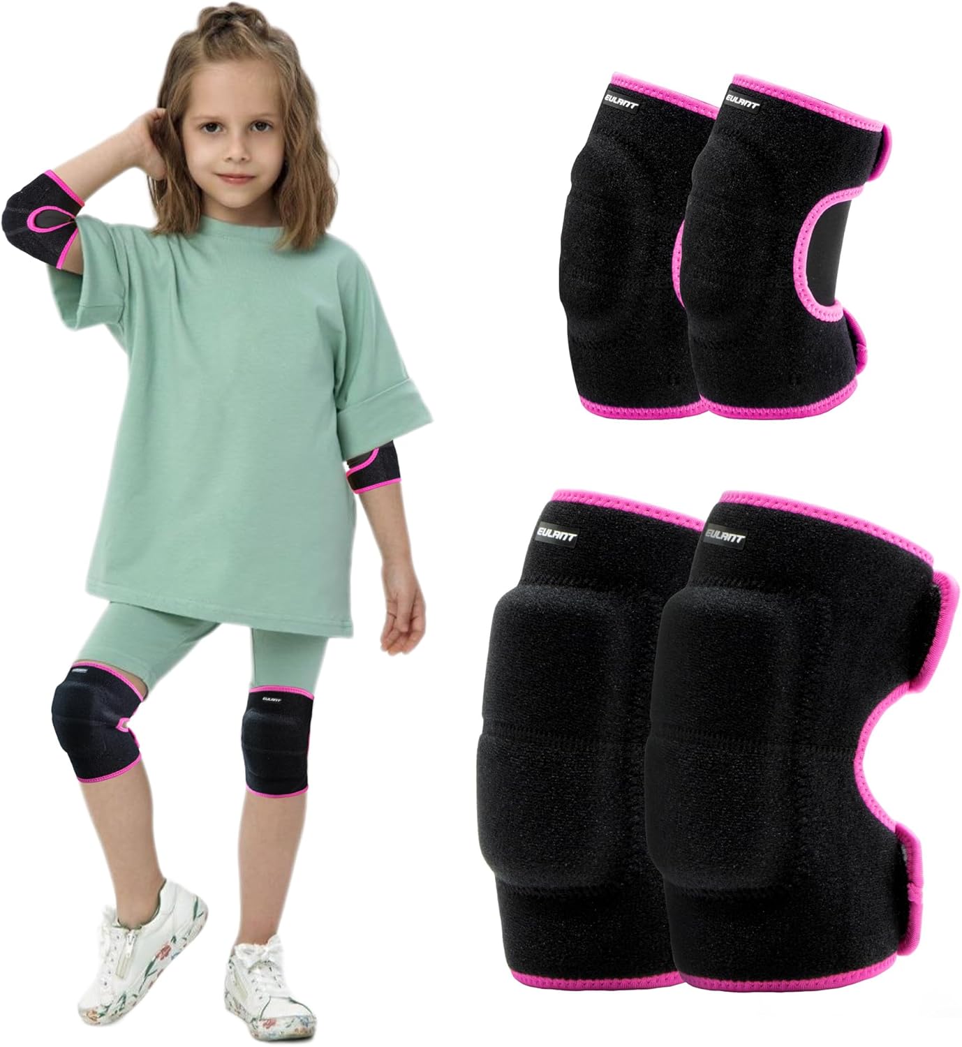 YEEKORO Kids Elbow Pads and Knee Pads Set , Child Adjustable Protective Sets Thickened SBR Pads for Cycling, Riding Rollerblading Skating Skateboarding