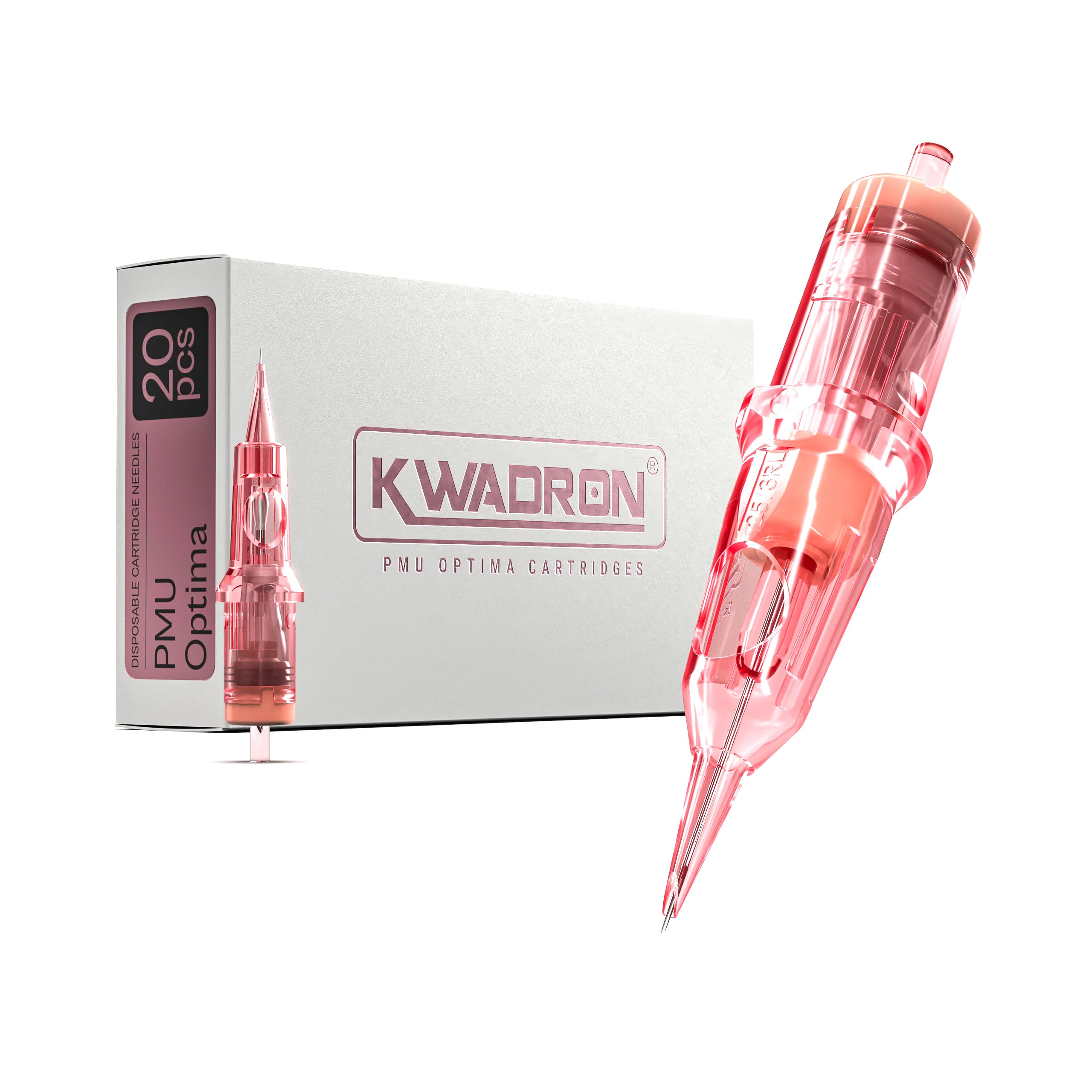 Kwadron Optima 20 Stück - 35/1RLLT - #12 0.35mm Round Liner - Long Taper - Professional Permanent Makeup - Tattoo PMU Nadeln Set Cartridges - Tattoo Zubehör für Augenbraue, Eyeliner, Lip Contour