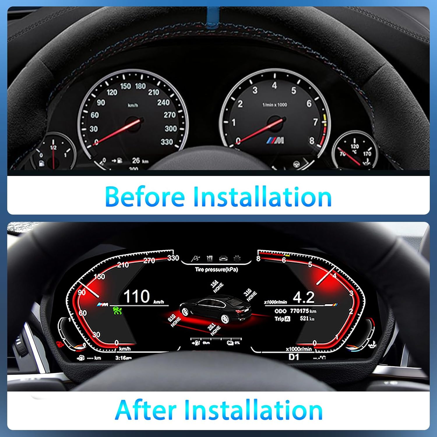 10.25 ZollDigital Dash, Aftermarket Digital Instrument Cluster, Digital Gauge Cluster for BMW 1 Series E81 E82 E87 E88 2006-2015, Automotive Replacement Instrument Panel Gauges
