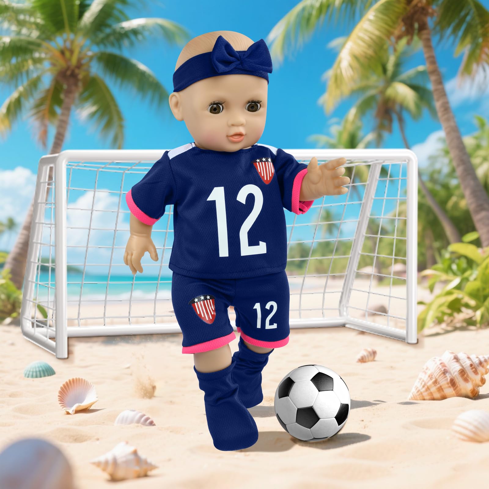 Tenue De Sport Pour Poupée 18 Pouces - T-shirt, Short, Bandeau Et Chaussettes - Vêtement D'été