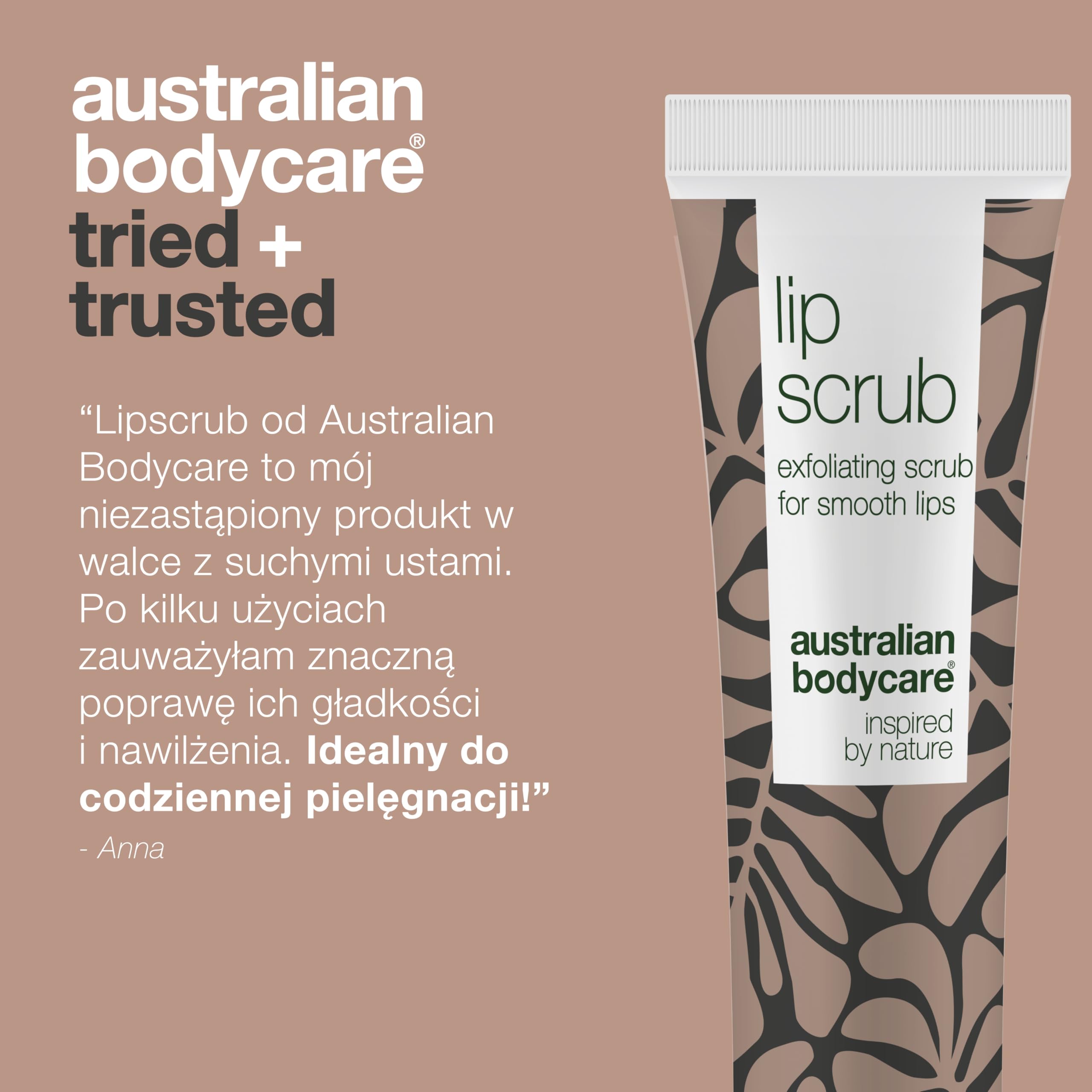 Peeling do ust do suchych ust firmy Australian Bodycare – intensywnie usuwa i pielęgnuje spierzchnięte usta | naturalne składniki | jadalny
