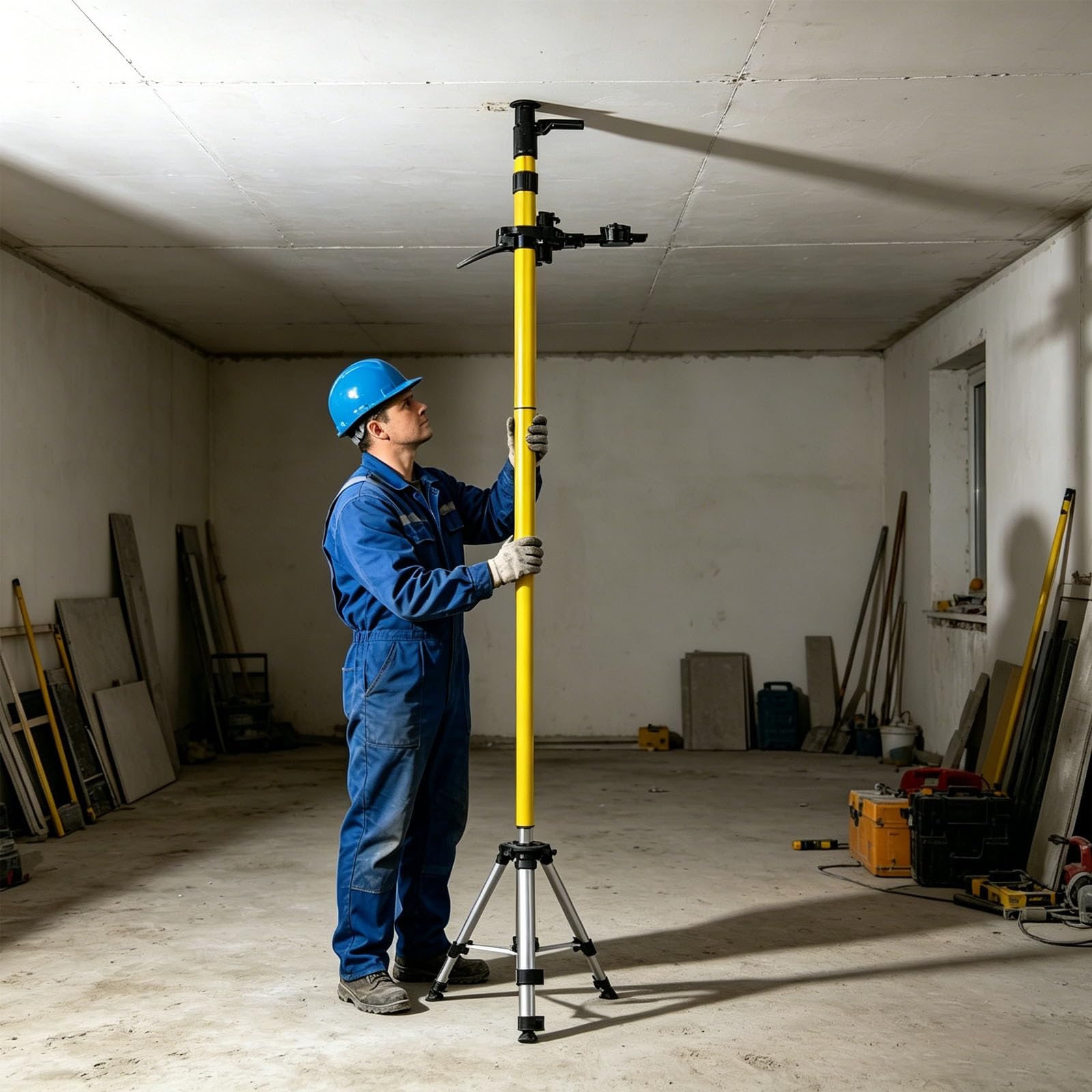 Srnsaeb One Color Splicing Thread Mount Leveling Support Rod, Adjustable Height Laser Level Tripod Stand & Multi-Function Mounting Bracket, Sturdy Spirit Level With Portable Carrying Pouch(4.8M/15.7Ft)