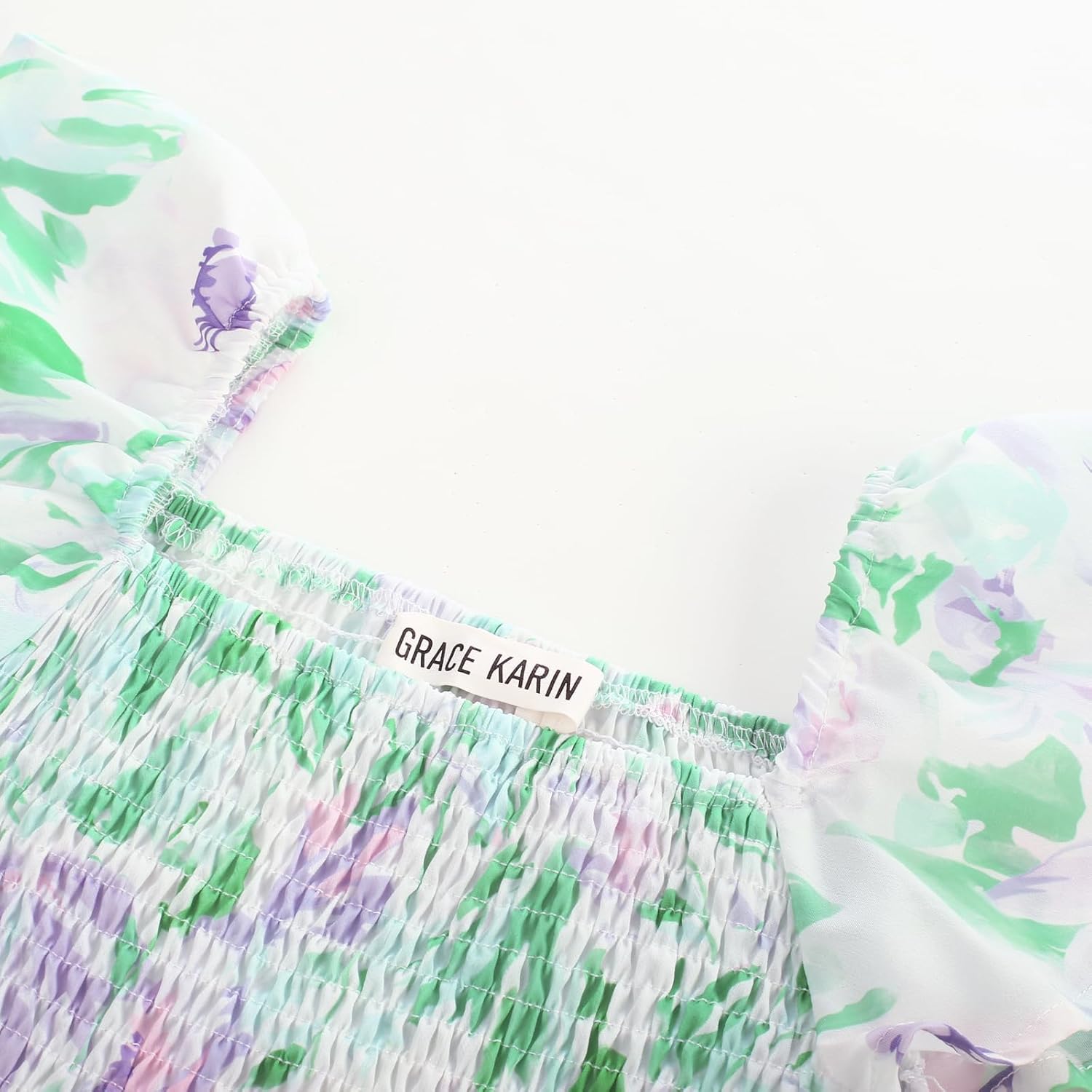 GRACE KARIN Girls Flutter Sleeve Floral Dresses Girl Long Midi Spring Dress Kids Smocked Flare Summer Dress 6-16Y - Image 3