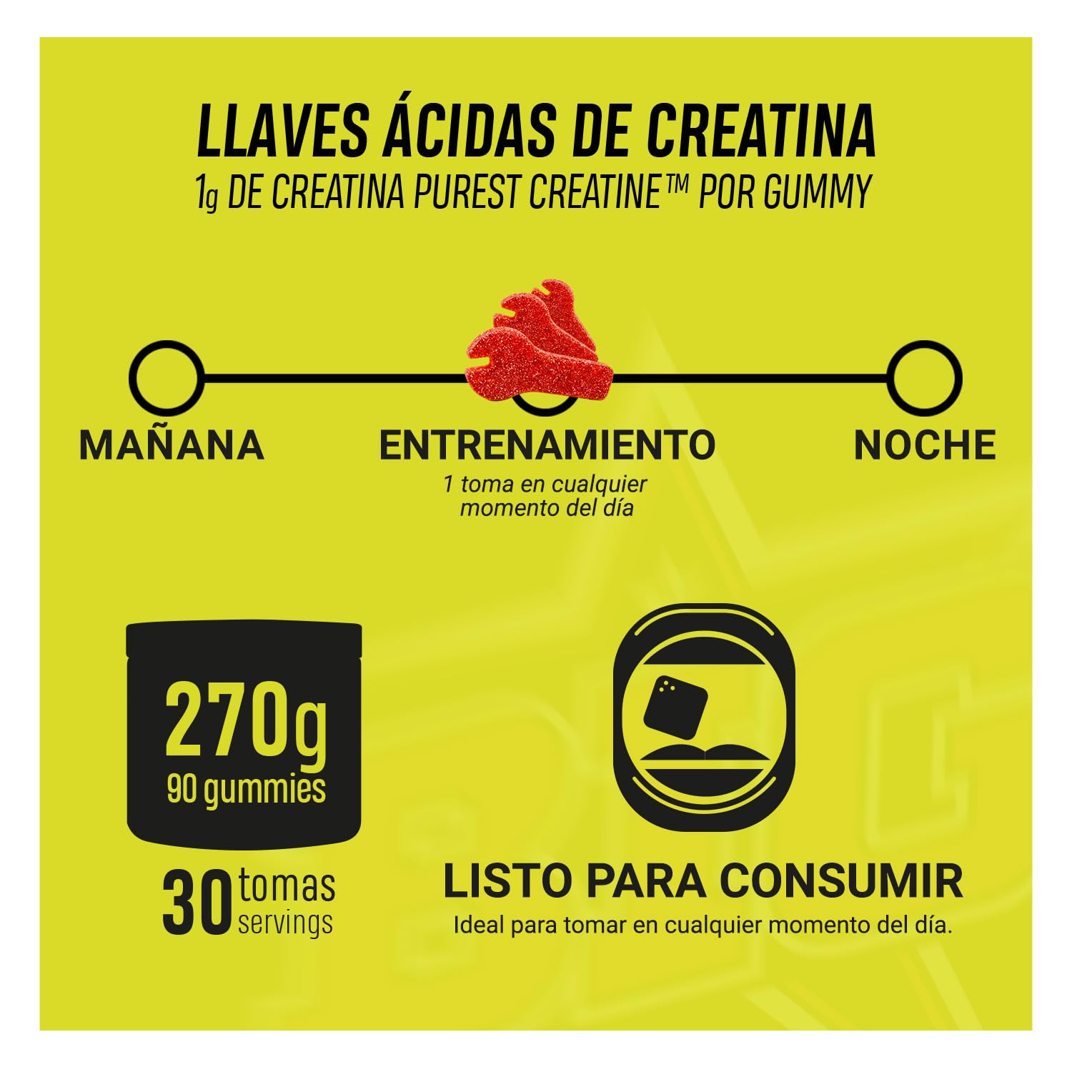 BIG x SUGAR PAPI Gominolas de Creatina Monohidratada Llave Ácida para Rendimiento Físico y Fuerza Muscular, 90 Gominolas Sin Azúcar y Sin Gluten Edición Especial