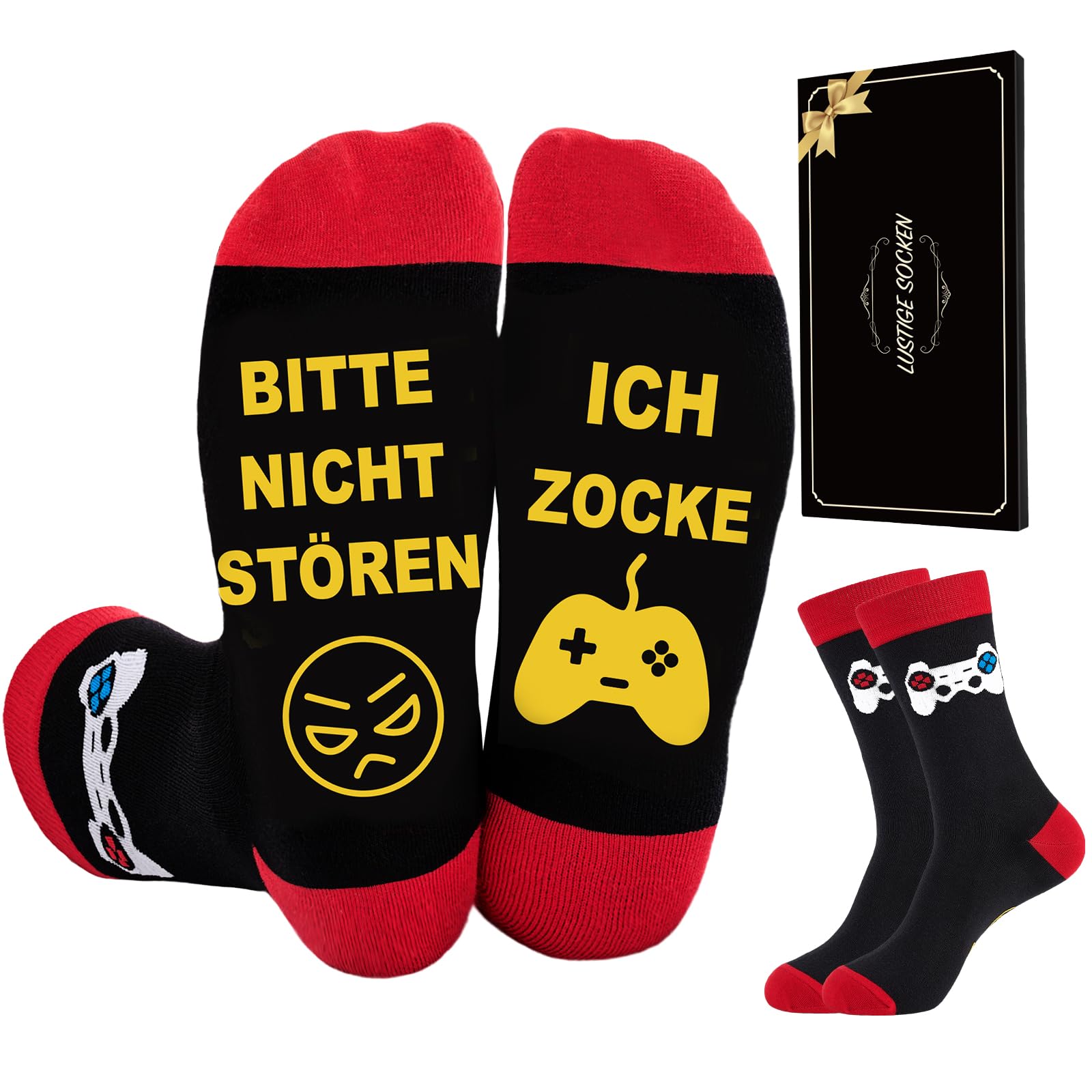 SockWaddles Lustige Socken Herren mit Sprüchen, Bitte Nicht Stören Socken – Geschenkidee für Männer, Zocker zu Weihnachten Geburtstag Vatertag Adventskalender Füllung