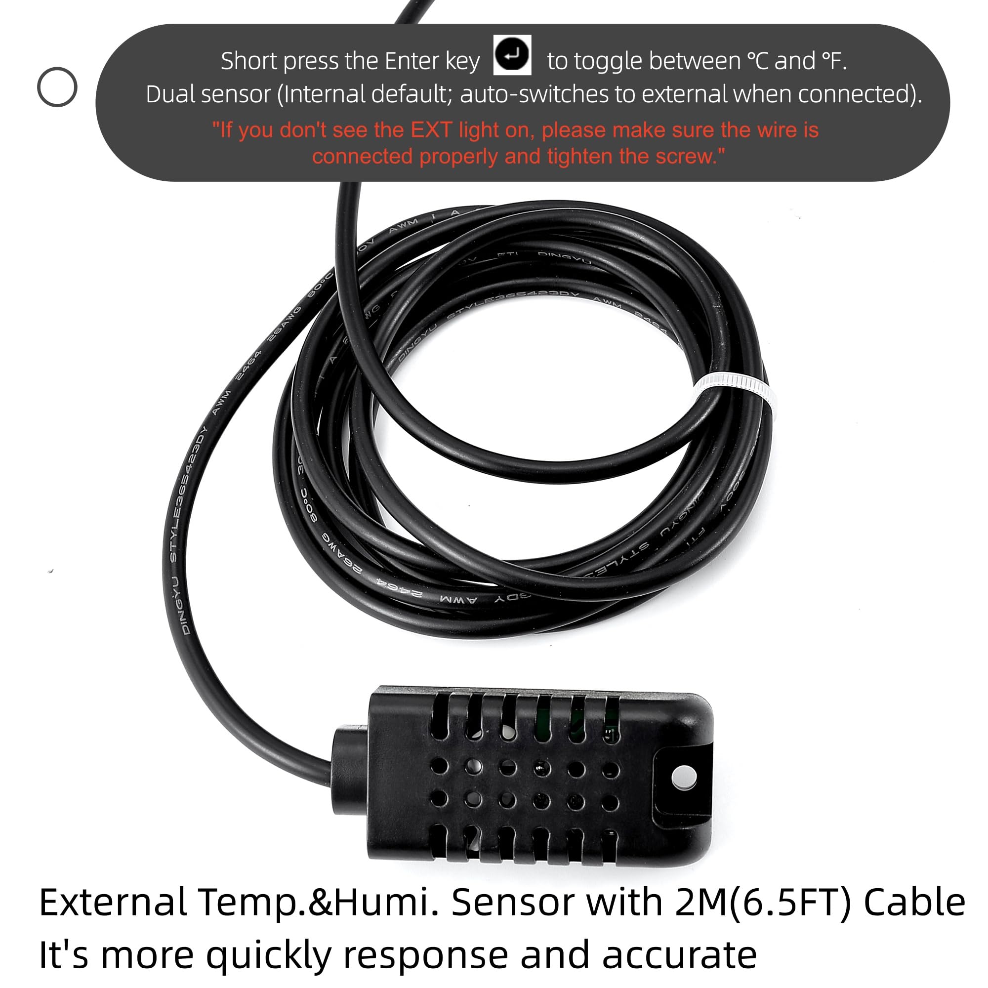 Termómetro de pantalla grande, luz de advertencia de temperatura grande, máximo mínimo para monitorear alta y baja temperatura, sensor de humedad, alerta de alarma, termómetro higrómetro con hora y