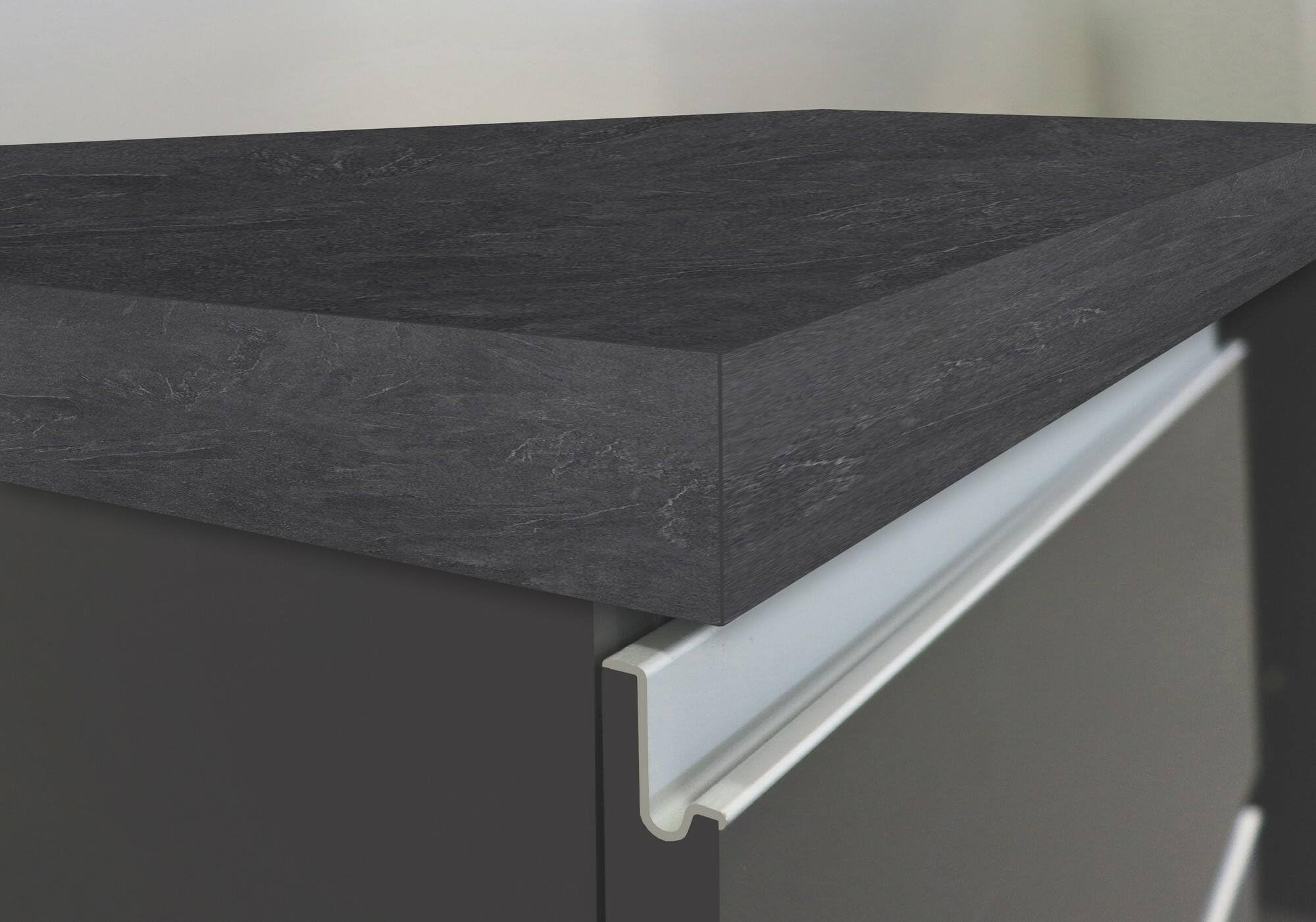 Dmora - Isola da cucina Osvaldo, Armadio multiuso, Mobile per cucinotto, Tavolo ausiliario, 100% Made in Italy, 160x90h90 cm, Antracite e Ardesia