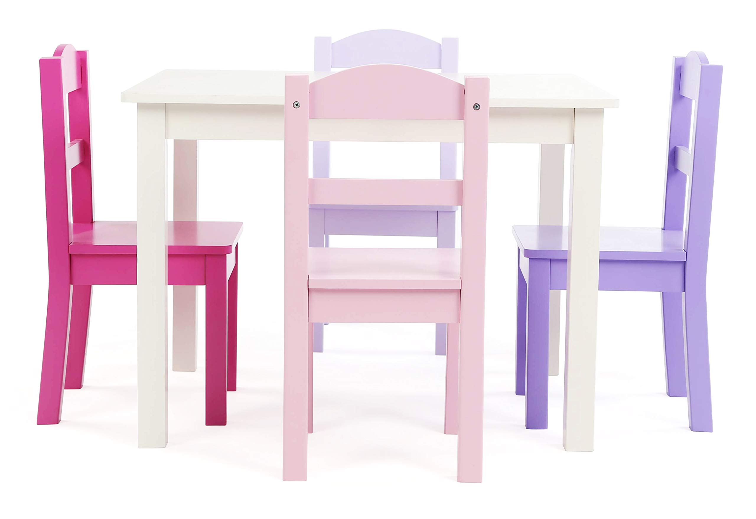 Humble Crew Tot Tutors Wood Table & 4 Chairs Set-White, Pink, Purple Forever Collection
