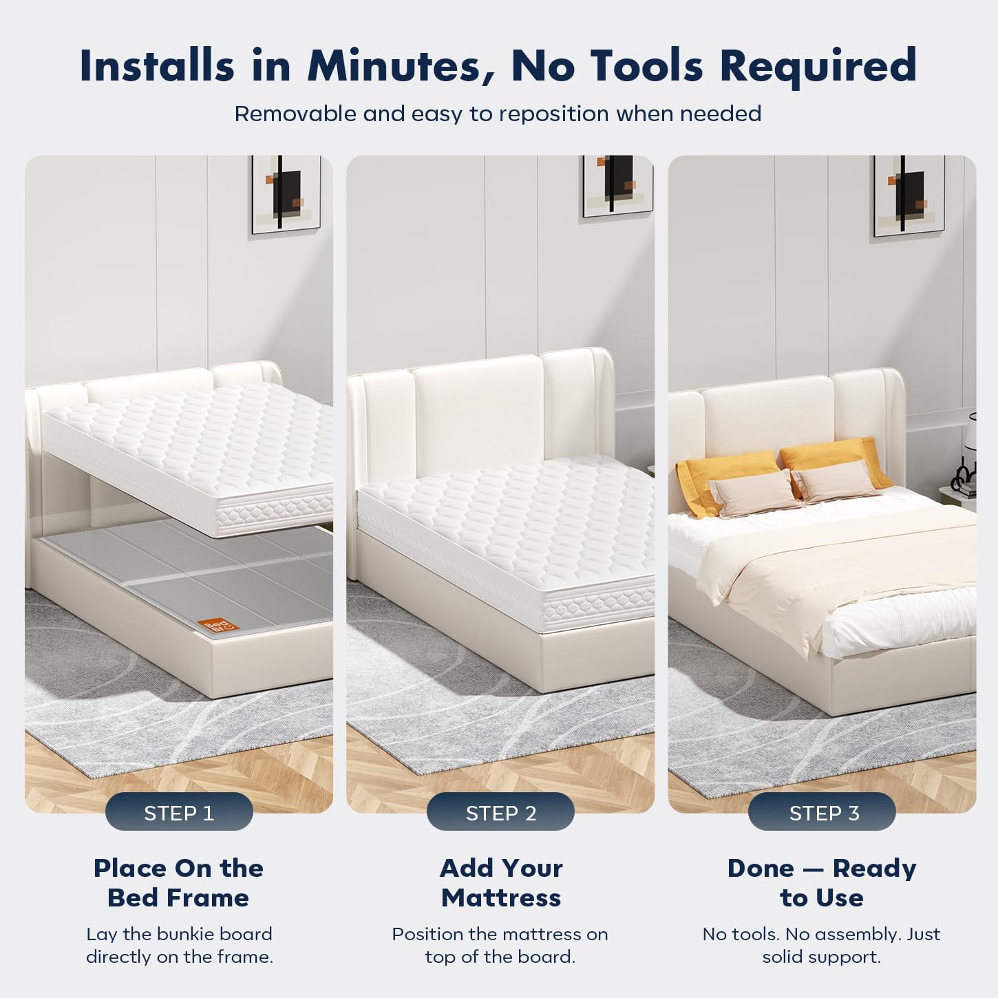 Bunkie Board Queen 10mm (60" x 80") – Gray Under Mattress Support, Anti-Sag & Noise-Free, Breathable Low Profile Bed Board for Metal Frame, Platform & Slatted Beds