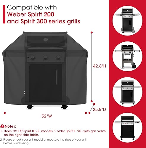 Miniatura 2 de Unicook Cubierta para parrilla de 52 pulgadas, cubierta de barbacoa resistente al agua, cubierta de barbacoa de gas resistente a la decoloración y a