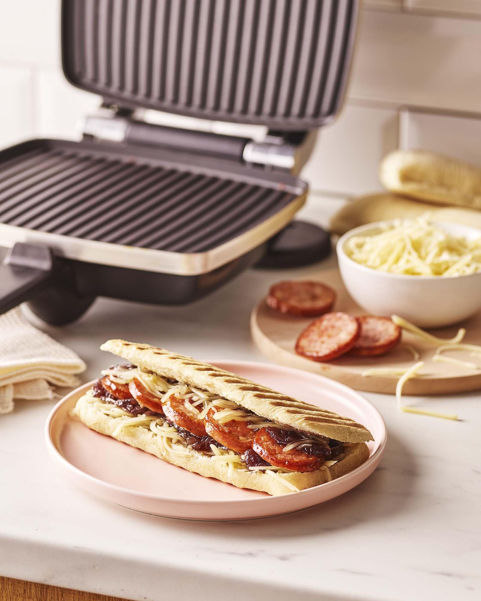 LAGRANGE Jeu de plaques Grill viande/Panini, compatible avec tous les gaufrier "Super 2" fabriqué depuis 2013, Plaques en aluminium moulé, Revêtement antiadhésif double couche, 030322