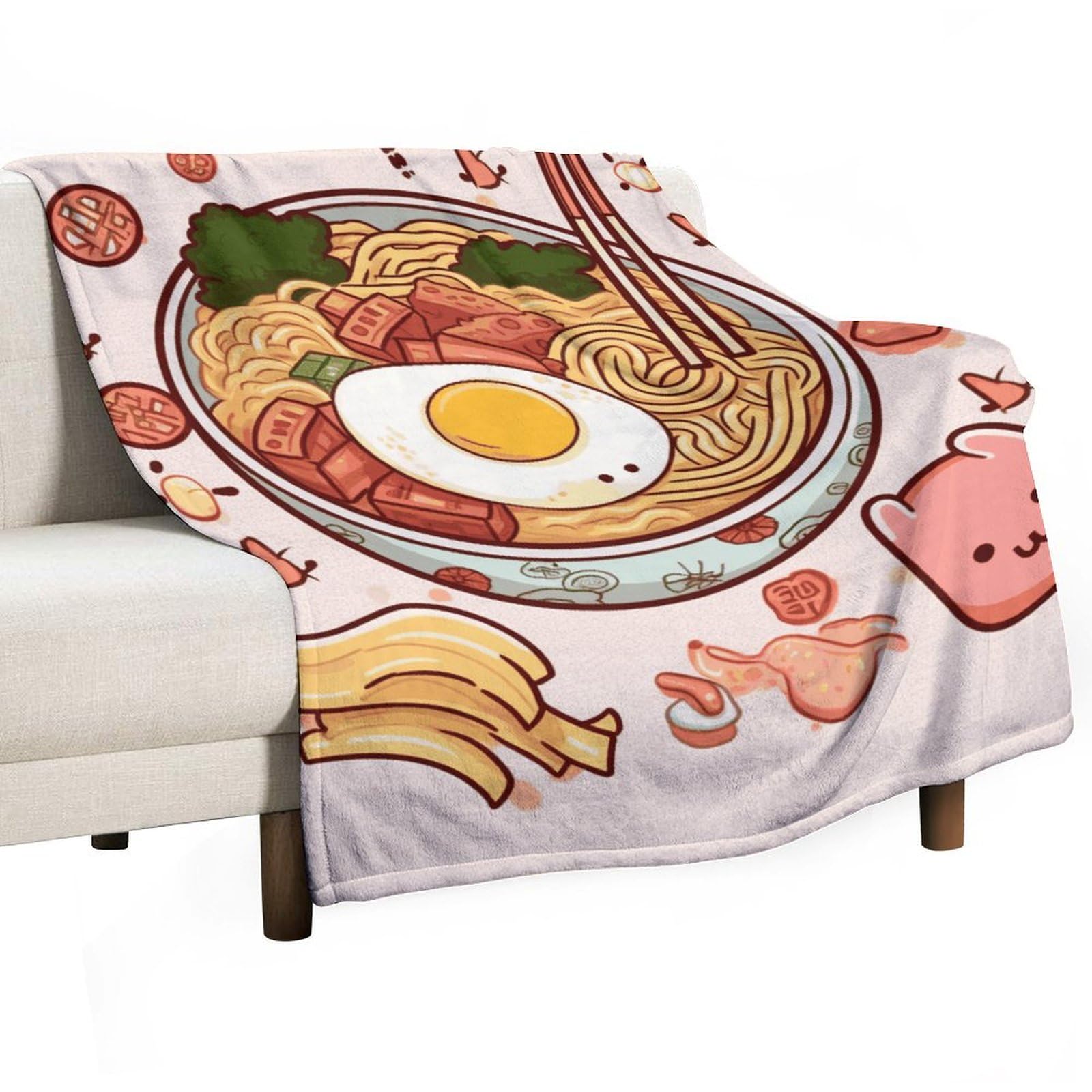 Plaid flanelle ramen pour lit et canapé, couverture légère de voyage 101x127 cm