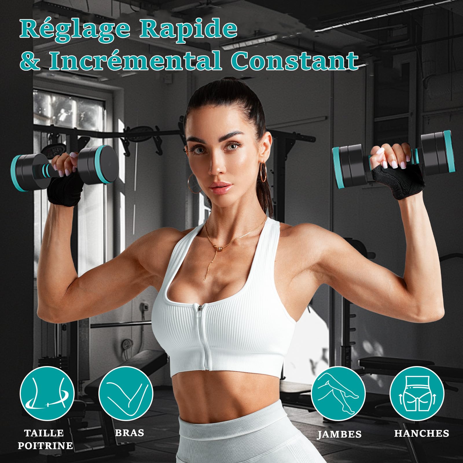 Dripex Haltères Musculation Réglables Compacts en Acier 2,5kg - 30kg