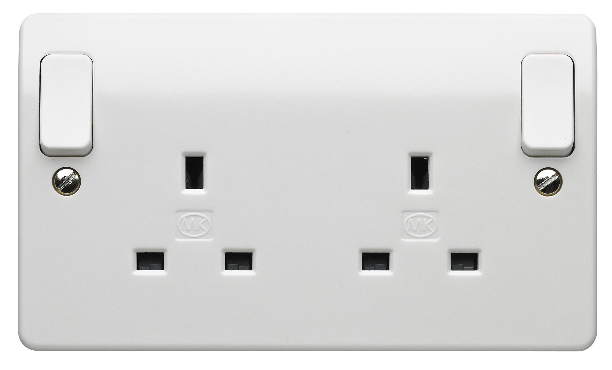 Mk K2746CEWHI 13A 2g Double Pole Switch Socket with Out Rockers
