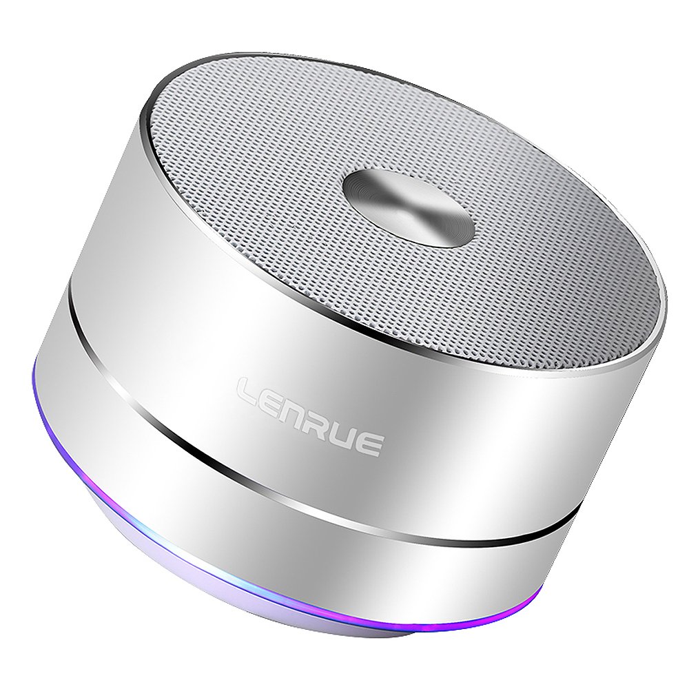 LENRUE Bluetooth Speaker Portable Wireless-with Built-in-Mic,Handsfree Call,AUX Line,TF Card for Iphone Ipad Android Smartphone for Echo Dot Alexa 1000mAH (Silver)