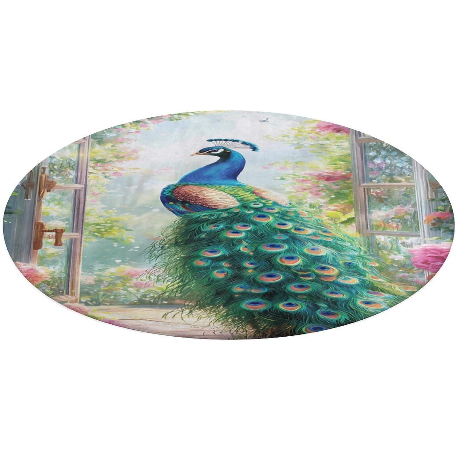 Alfombra de pavo real lavable para crear un dormitorio acogedor y seguro