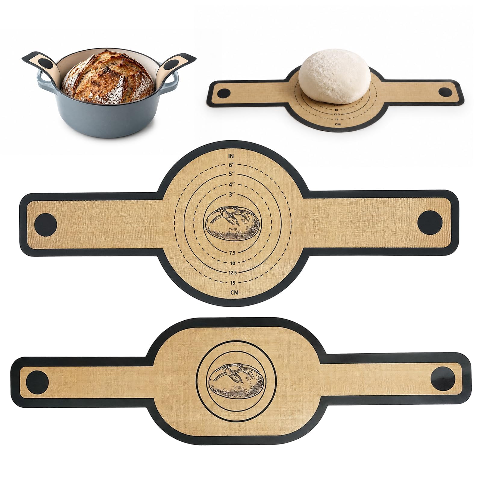 Silikon Backmatte für Dutch Oven,Isolierend Backmatte Brot 2 Stück, Hitzebeständige Antihaft-Backunterlage, Leicht zu Reinigen, Passend für Backofen und Haushaltsbacken