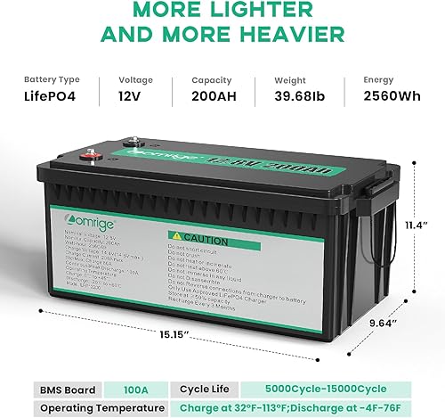 Miniatura 4 de Lifepo4 Battery 200Ah 2560Wh Lithium Batteries 12v 5000+ Deep Cycle Built-in 100A BMS Perfect for Backup Power Home Energy Storage,RV, Marine