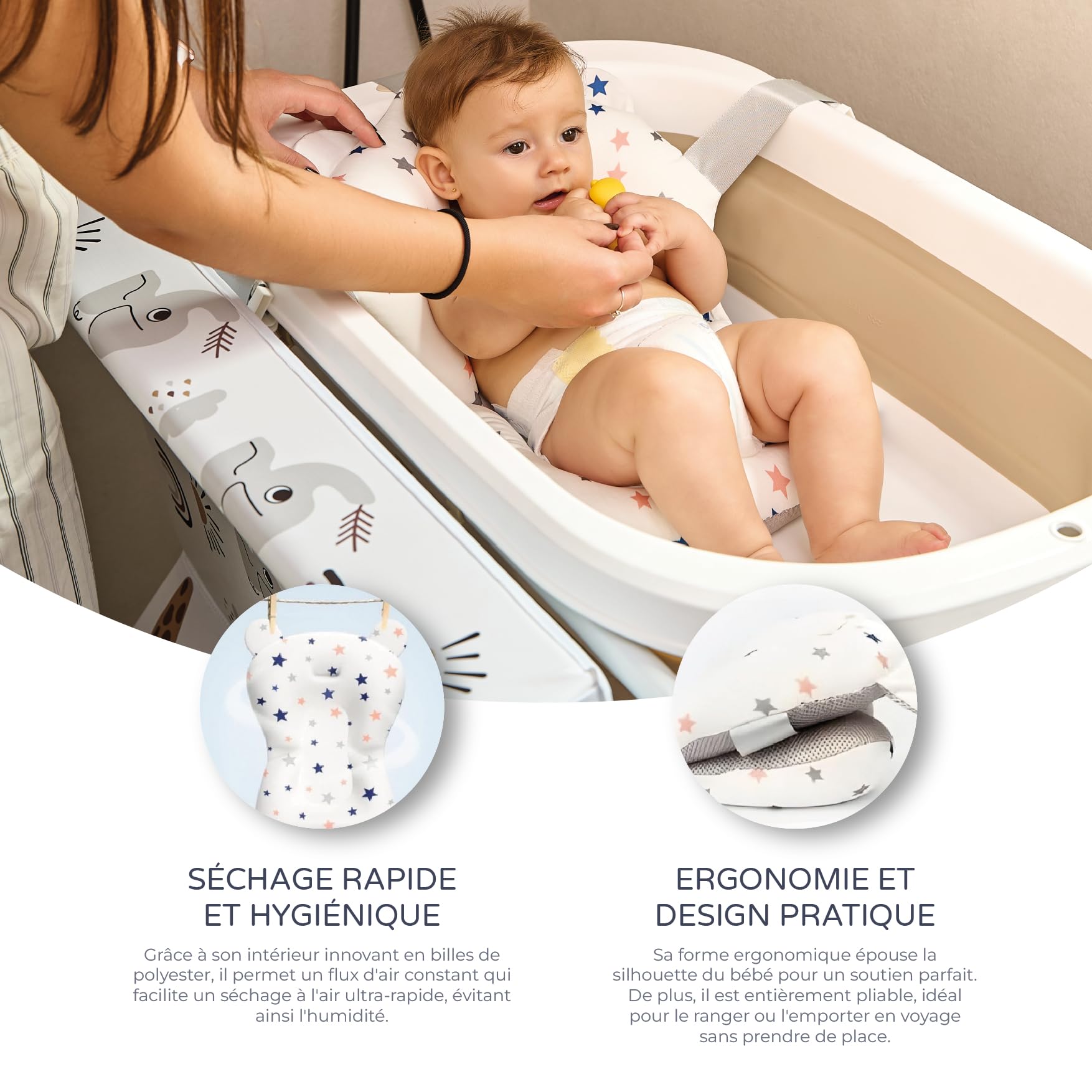 MS BabyWorld - Coussin Réducteur - Coussin Réducteur Adaptable pour Baignoire Pliable | Facile à Ranger | Portable pour la Maison ou les Voyages