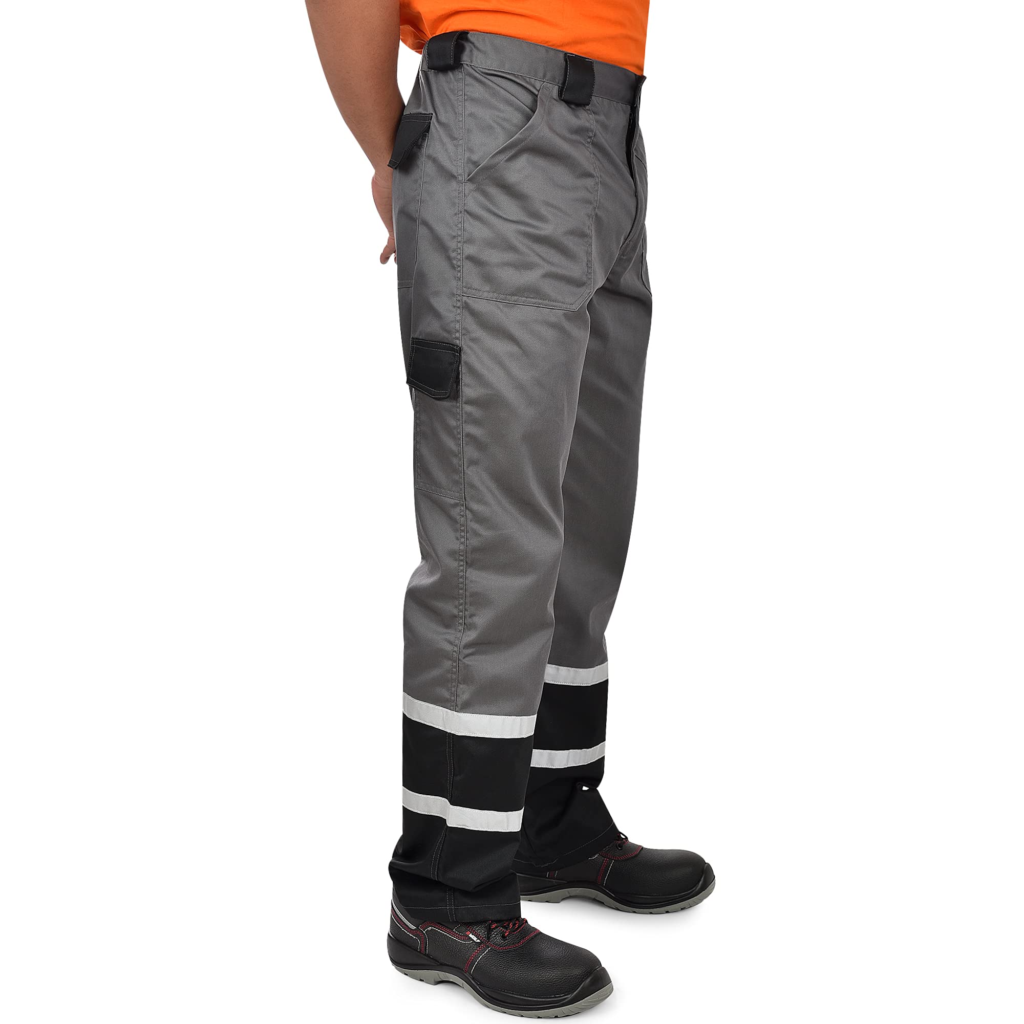 BWOLF Char Pantalon de Travail Pantalon Travail Pantalon de Travail Homme Classique pour Homme avec Bandes réfléchissantes 5 Poches Multifonctions Bleu/Gris,
