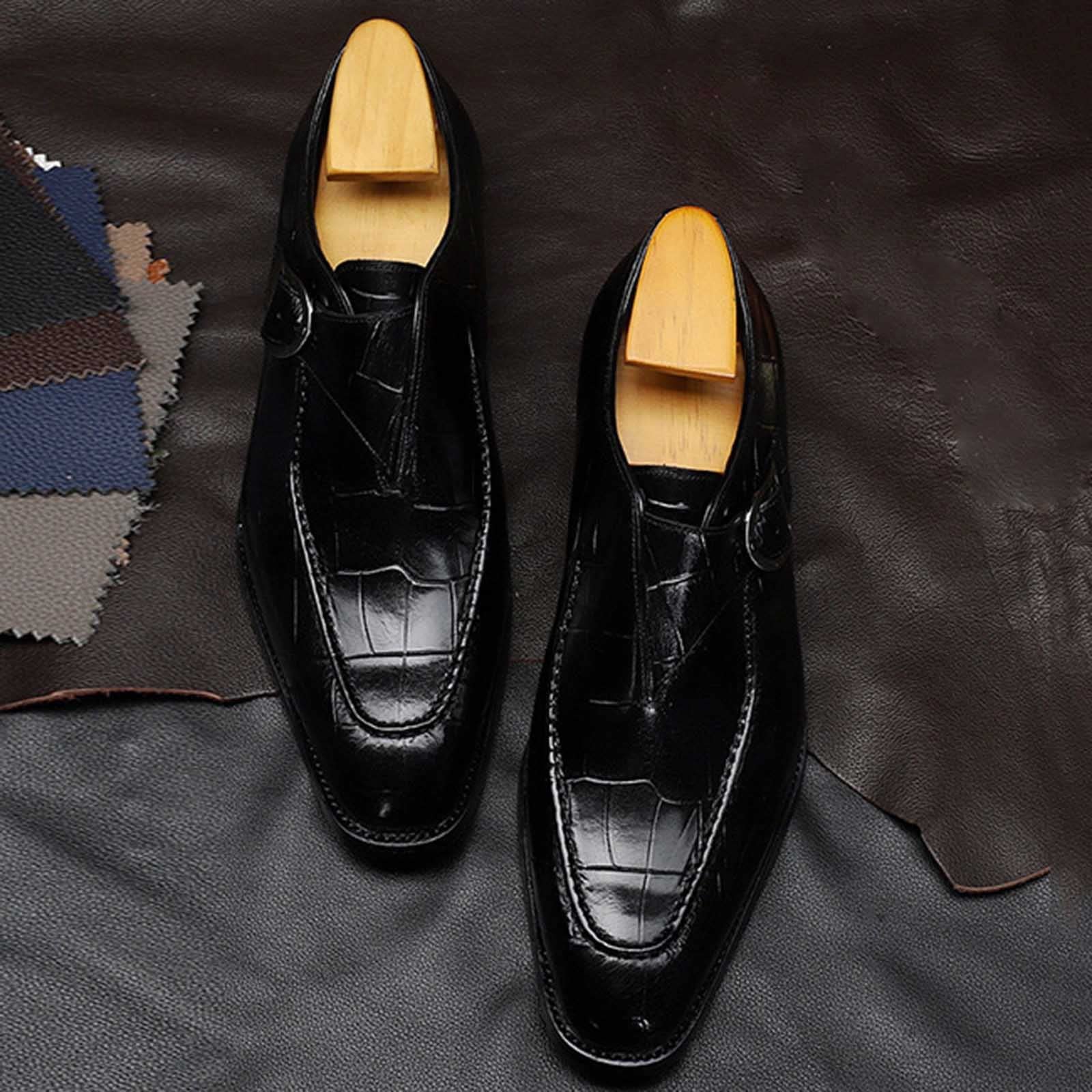 Scarpa Derby Uomo Pelle Artificiale Scarpe Vestite Eleganti Scarpe Per Il Tempo Libero con Fibbia Regolabile Classico Casual Urban Commerciale per Ufficio Costume