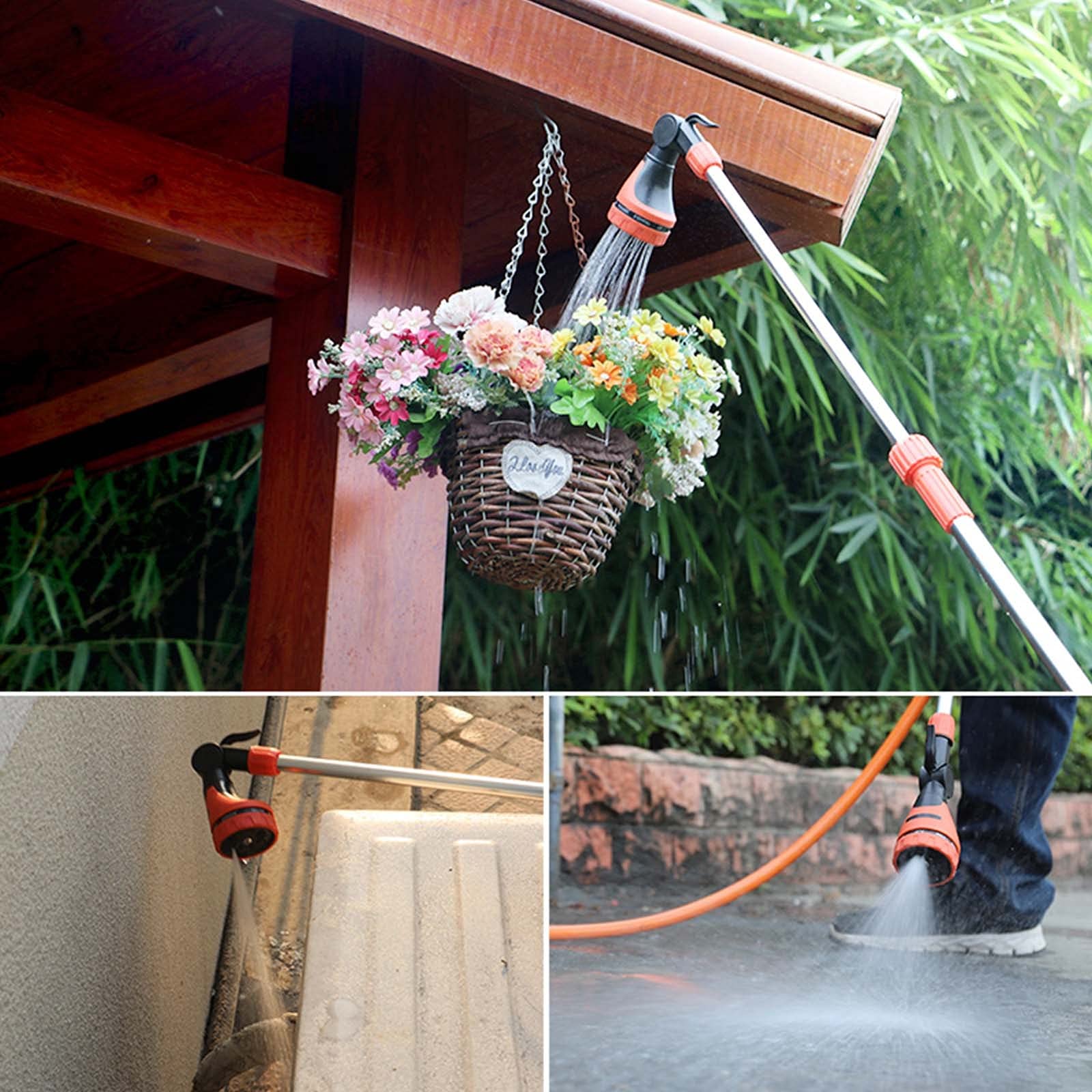 Gartenschlauch-Spritzpistole, 8 Modi Hochdruckdüsen, Teleskopstange, Düsenwinkel Eingestellt, zur Bewässerung Von Pflanzen Oder Rasen, Autowäsche