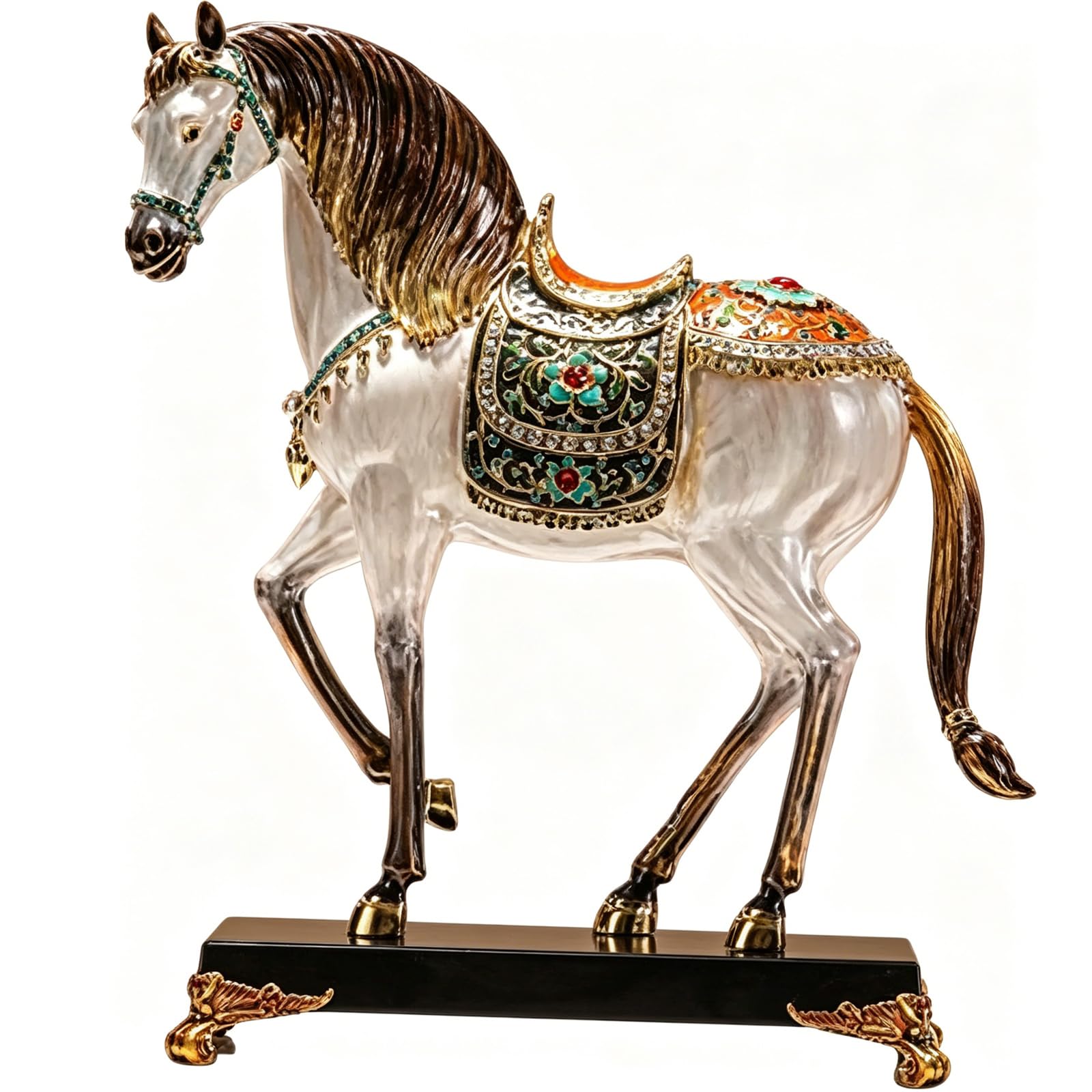 Estatua De Caballo En Cristal Zodiaco 12 Signos, Figura De Caballo Feng Shui Estilo Real, Escultura De Aleación Para Decoración Hogar Oficina, Adorno De Buena Suerte Para Regalo De Estreno De Casa
