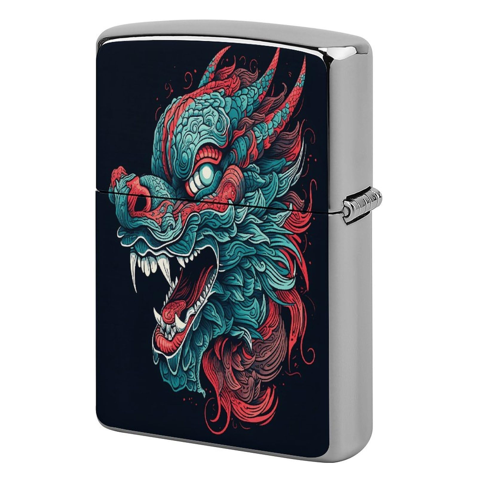 Fodpand Style Dragon Head Pattern Metal Lighter Case Cover Lighter Sleeve