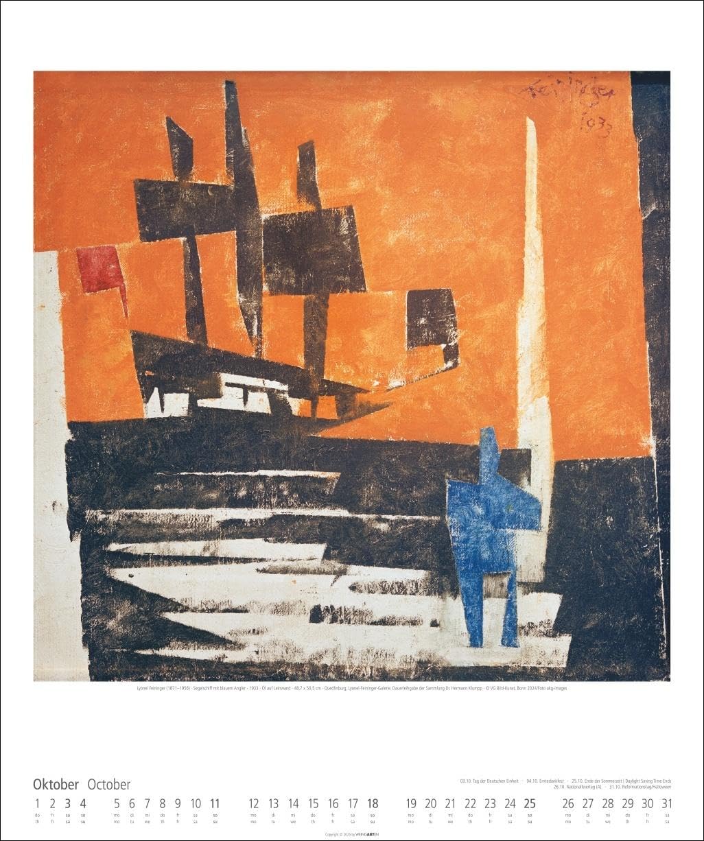 Lyonel Feininger Kalender 2026: Kubismus und Expressionismus in einem Kunstkalender im Großformat. Jahres-Wandkalender 2026, Format 46 x 55 cm.