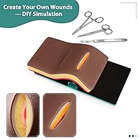 Vista 3 de Almohadilla de entrenamiento de sutura DIY con simulación avanzada de piel de 5 capas y base de tensión de cinta mágica, almohadilla de práctica