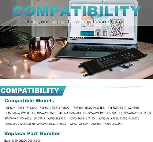 Miniatura 6 de Fancy Buying Nueva batería para portátil B21N1329 para Asus X403 X403M X403MA X503M X502CA X453 X453M X453MA X553 X553M X553MA - 7.6V 30Wh