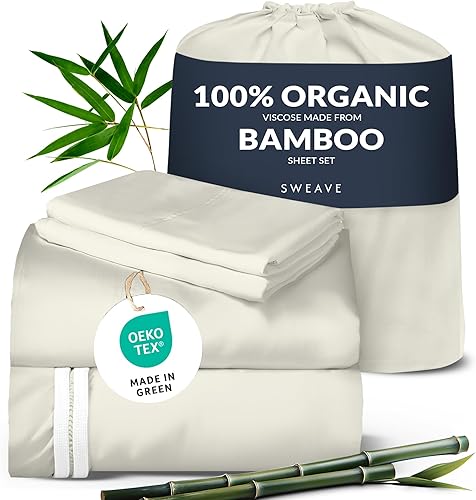 Miniatura 1 de Juego de sábanas de viscosa orgánica derivada de bambú y algodón de fibra larga, lujosamente suave y transpirable, absorbe la humedad y se enfría