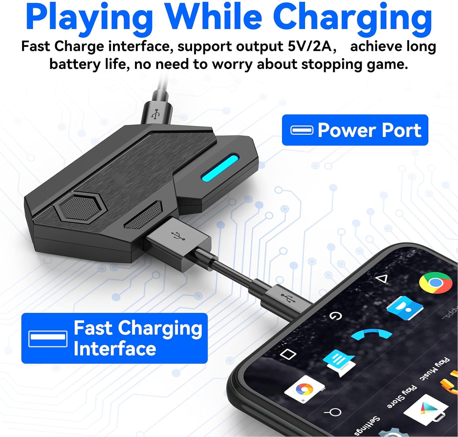 Gaming Keyboard Converter Gaming Keyboard Set RGB Gradient USB One Handed Keyboard Type C Wired Mobile Phone Holder(Mix SE automatic pressure gun set)