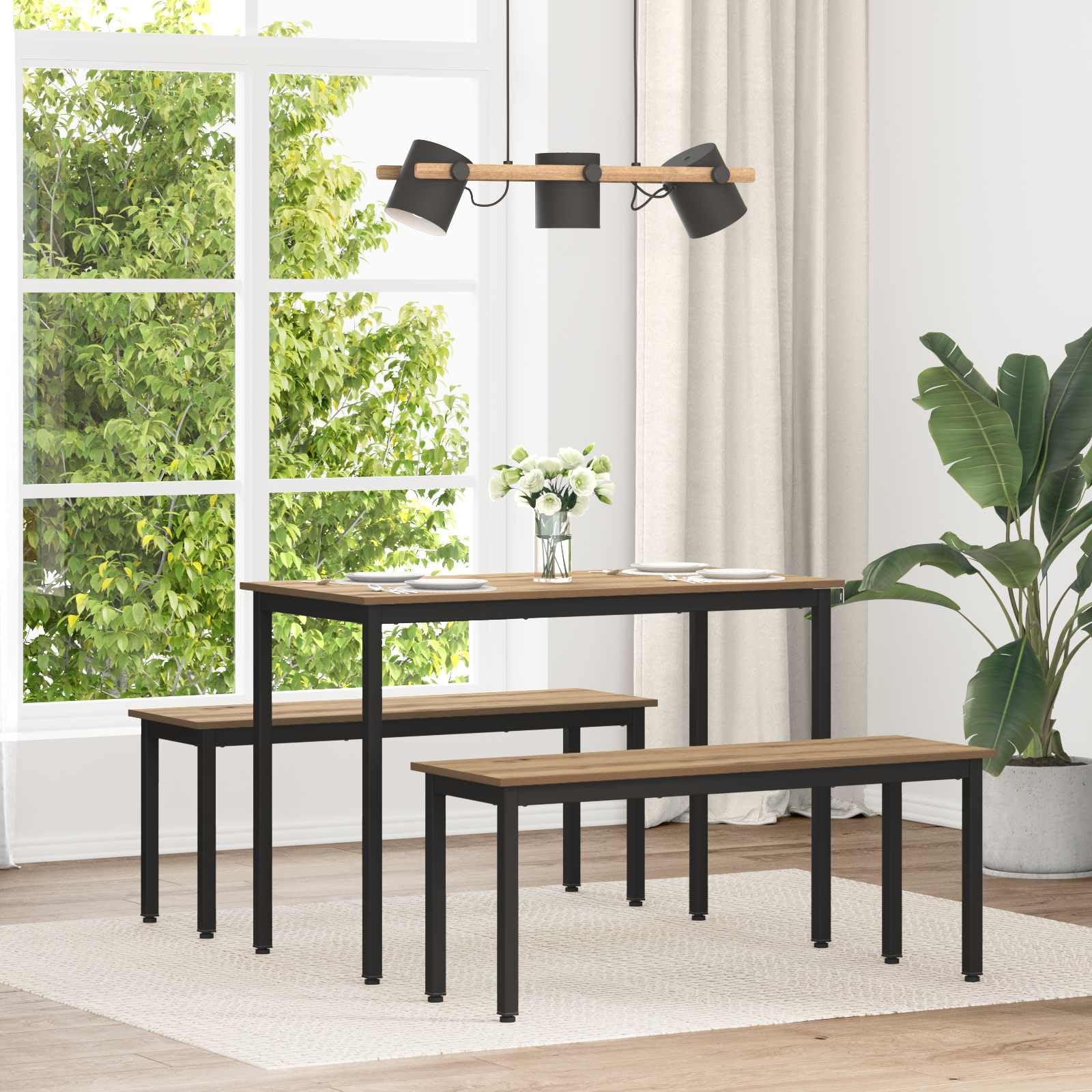 Table à manger moderne pour petits espaces : la solution gain de place en bois