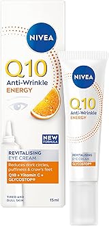 Q10 Anti-Wrinkle Energy Revitalising Eye Cream (15 ml), Fast-Absorbing for Brighter Complexion, Vitamin C Eye Cream to Reduce Appearance of Dark Circles