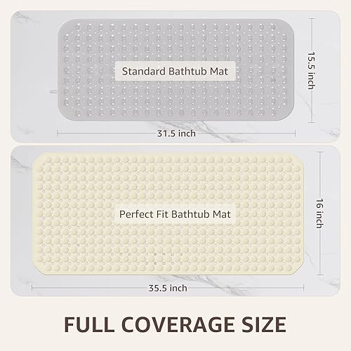 Miniatura 12 de OTHWAY Tapete de ducha antideslizante para bañera para el interior, con ventosas y agujeros de drenaje para limpiar los pies, lavable a máquina