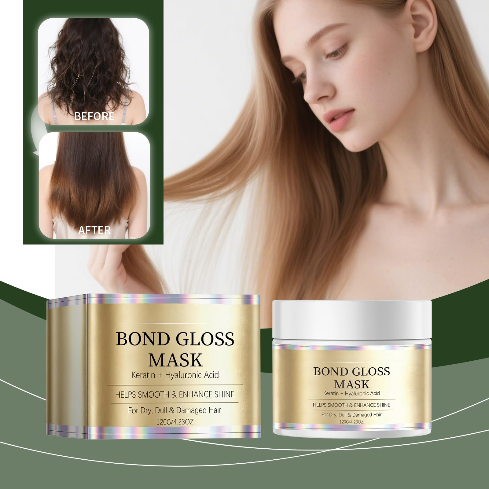 Bond Gloss Mask – odżywcza i nawilżająca maska do włosów dla gładszych i błyszczących włosów. Wzmacnia włosy przez długi czas, intensywnie pozbawione połysku i zniszczonych włosów (6 szt.)