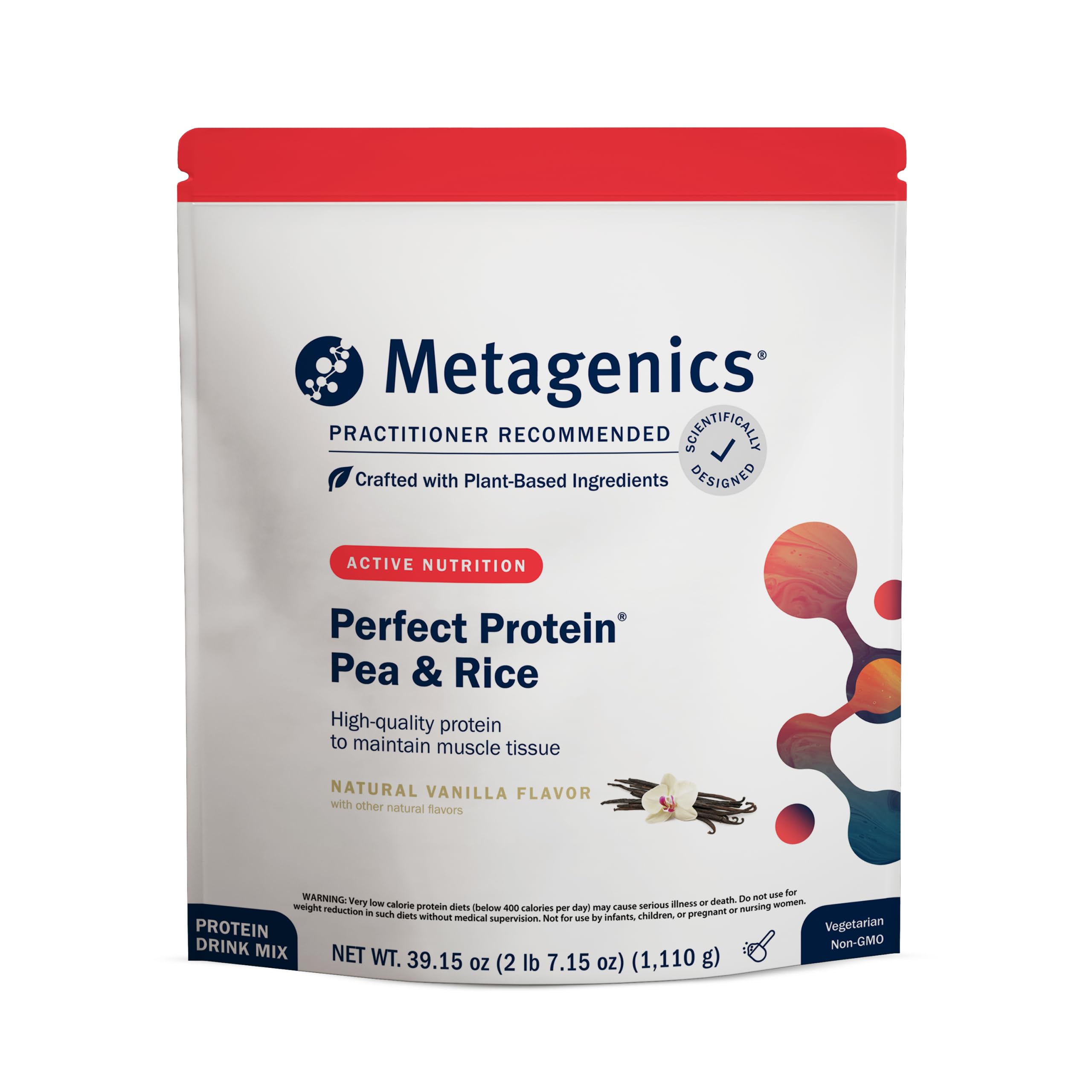 Metagenics Perfect Protein Pea & Rice Vegan Protein, Vanilla, 39.15 oz
