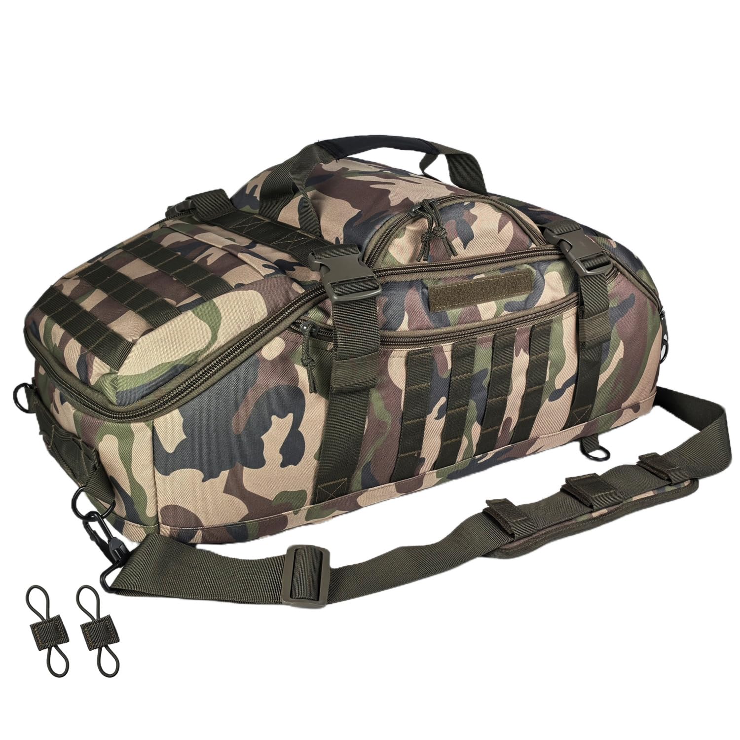 Hannibal Tactical 55L Large Duffle Bag, 3-in-1 Tactical Backpack MOLLE Pack for Sports, Gym, Outdoor, Woodland
