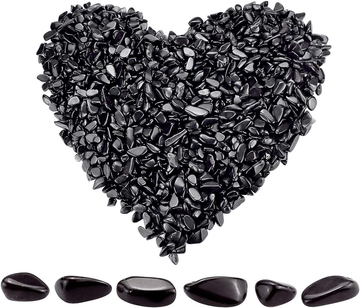 Twdrer 2lb/950g Small Natural Black Obsidian Tumbled Chips Crushed Stone Irregular Shaped Quartz Rock Healing Reiki Crystal Gemstone for Jewelry Making Garden Aquarium Vase Plant Decoration(Black)