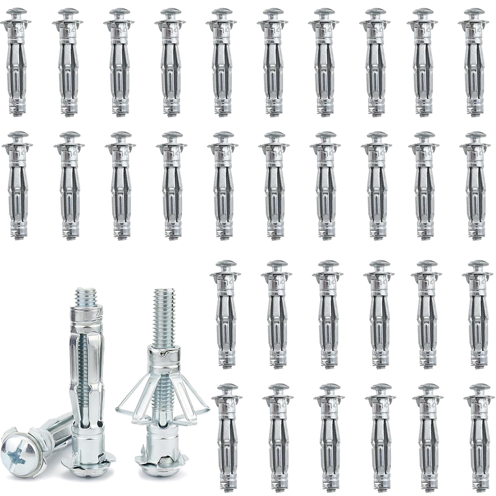 Lxoraziy Pack of 50 Hollow Wall Fixings M6 x 52mm, Plasterboard Fixings Hollow Wall Anchor